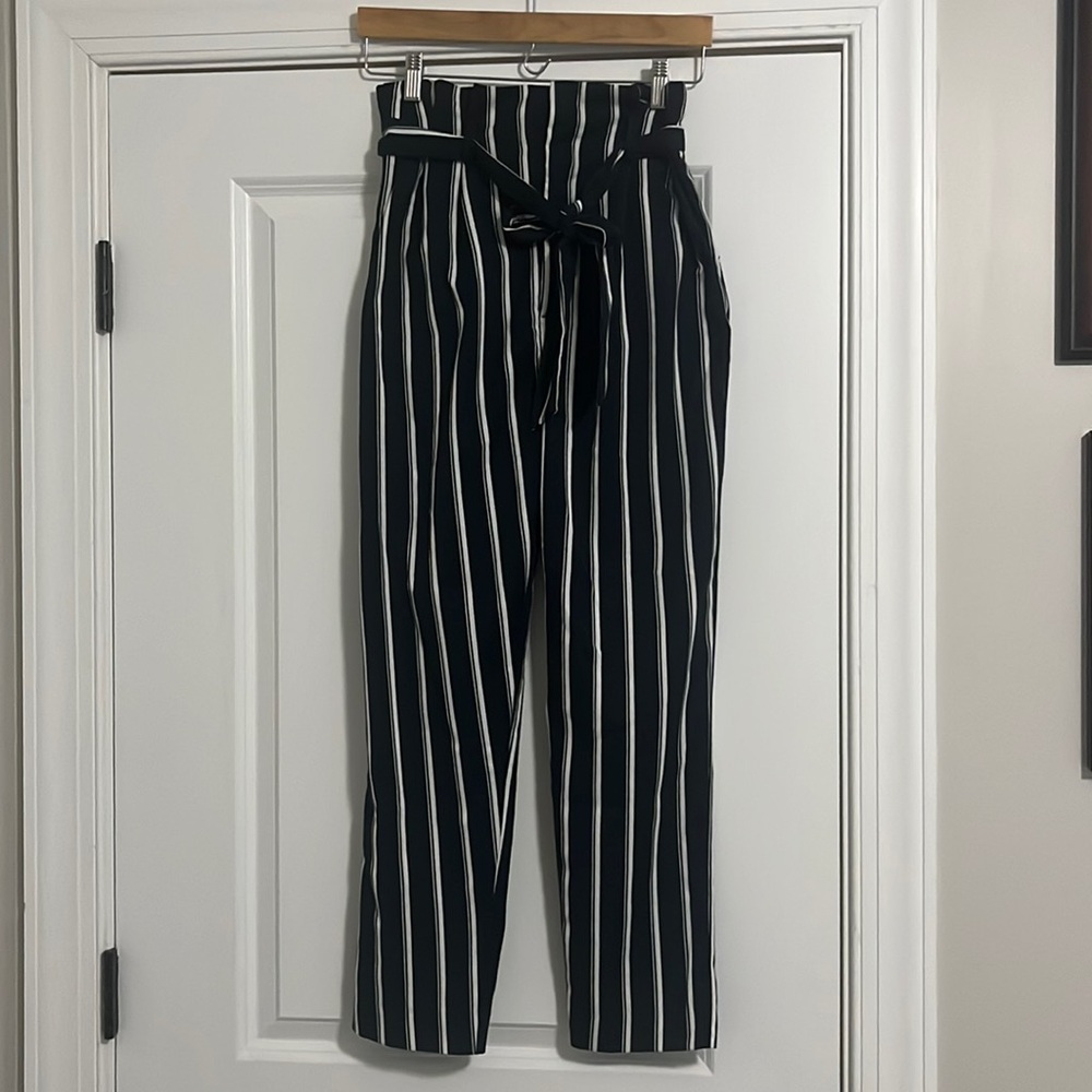 Blue and white striped pants